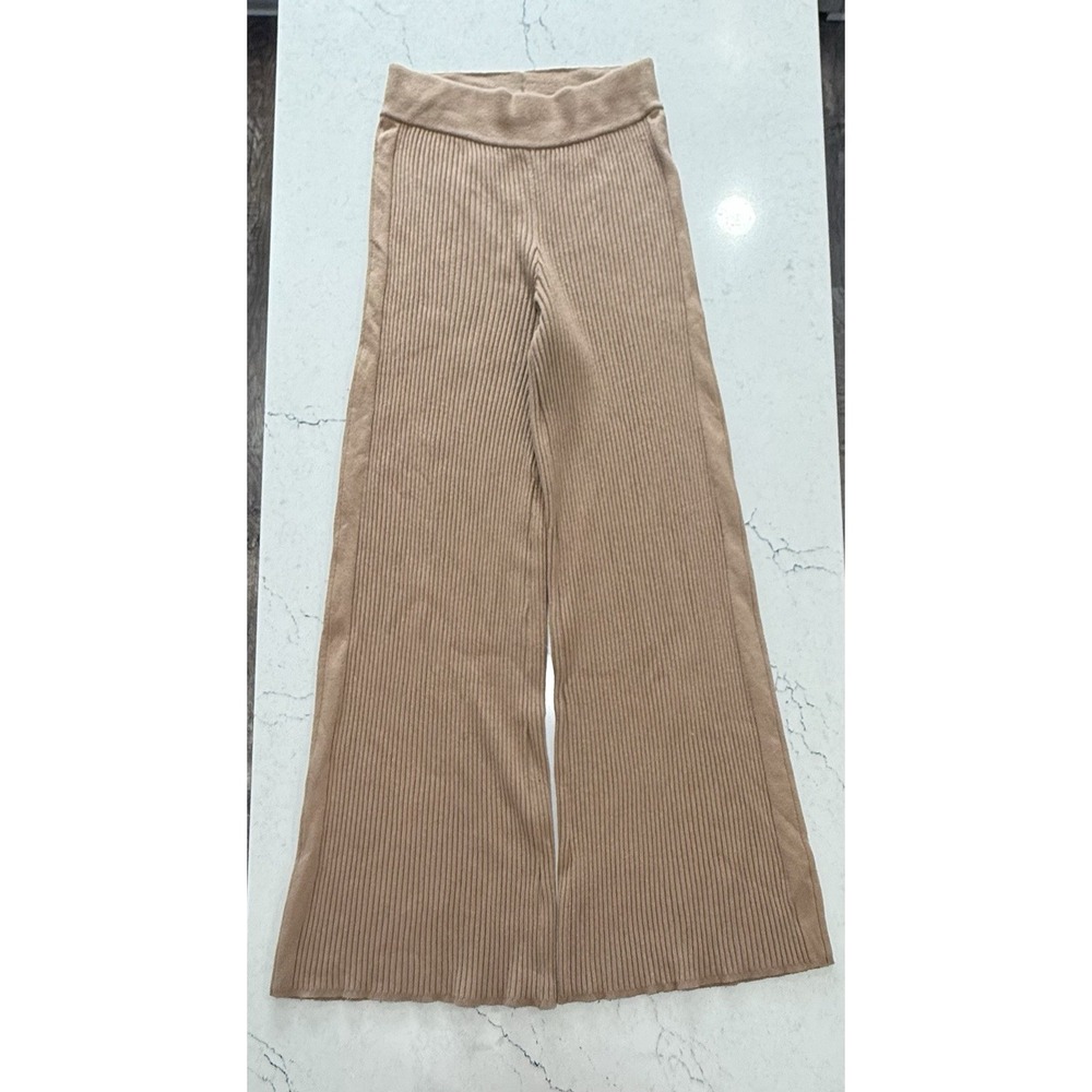 Aerie Knit Wide Leg Lounge Pants Toffee Brown Size Medium  Ribbed